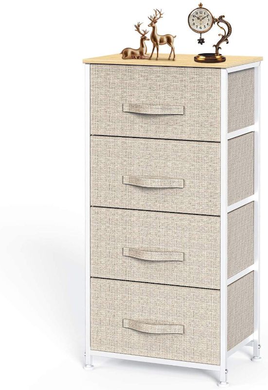 Photo 2 of 4 Drawer Fabric Dresser Storage Tower, Dresser Chest with Wood Top, Organizer Unit for Closets Bedroom Nursery Room Hallway by Pipishell
