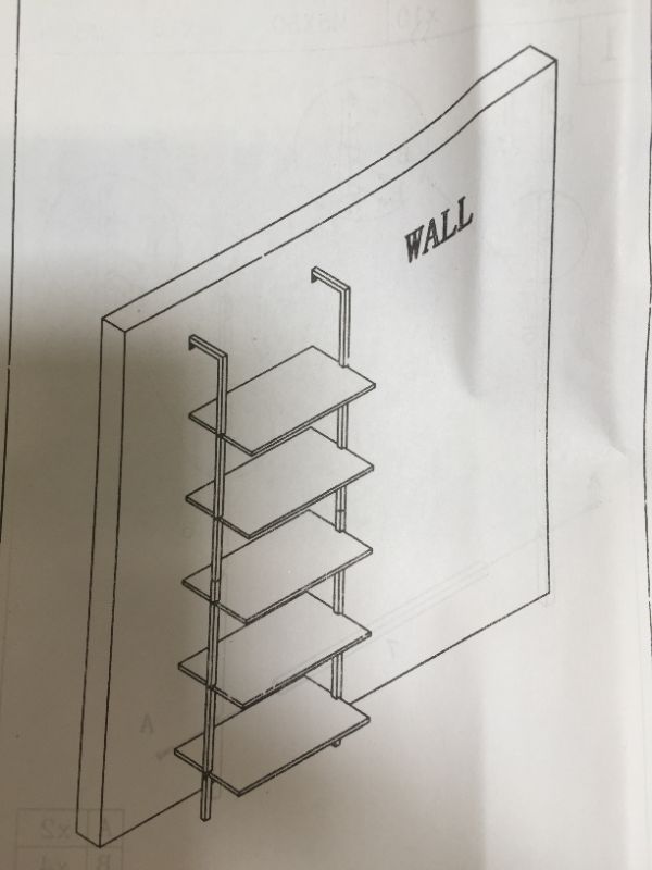 Photo 4 of UVII Ladder Shelf Bookshelf, 5 Tier Wall-Mounted Industrial Ladder Bookcase Wood Look Plant Flower Storage Stand Organizer Utility