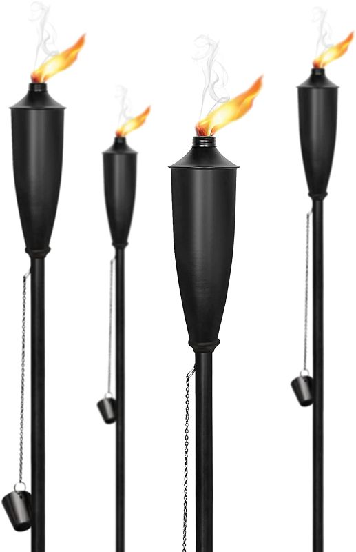 Photo 1 of Deco Window Garden Torch Set of 4 Garden Backyard Torch - 60 inch Citronella Garden Outdoor/Patio Flame Metal Torch Black Matt