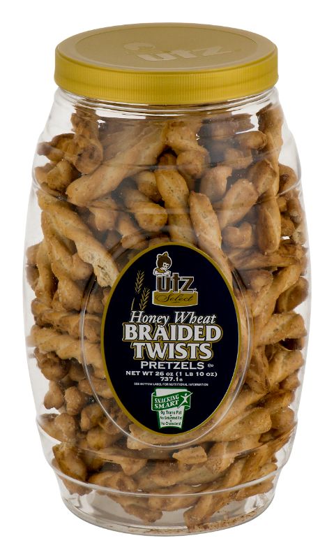 Photo 1 of Utz Honey Wheat Braided Twists Pretzels Barrel - 26oz  best by 12/20/2021