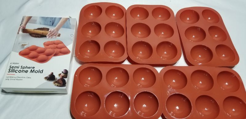 Photo 1 of 6 Holes Semi Sphere Silicone Mold For Making Cake,Chocolate,Jelly,Pudding,Handmade Soap,Dome Mousse (5 PACKS)