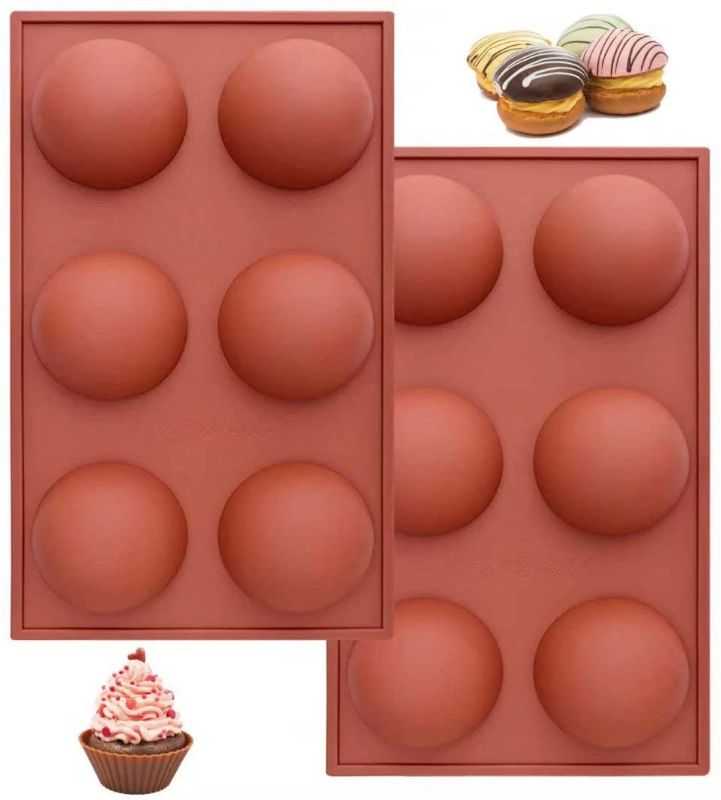 Photo 1 of 6 Holes Semi Sphere Silicone Mold For Making Cake,Chocolate,Jelly,Pudding,Handmade Soap,Dome Mousse (2 PACKS)