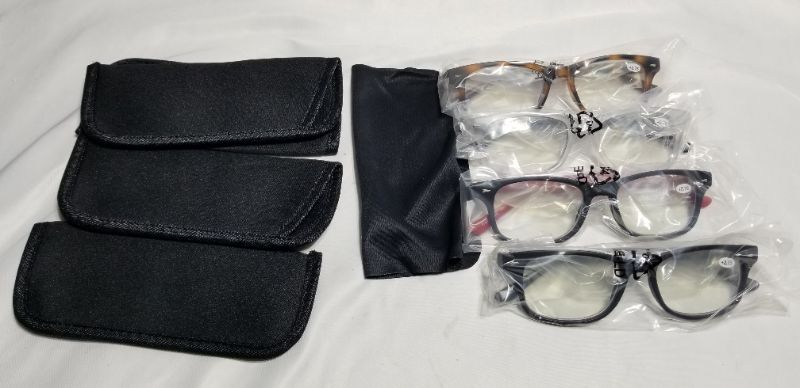 Photo 1 of 4 Pack Reading Glasses Blue Light Blocking Readers for Women Men Nerd Glasses Comfort Lightweight Eyeglasses