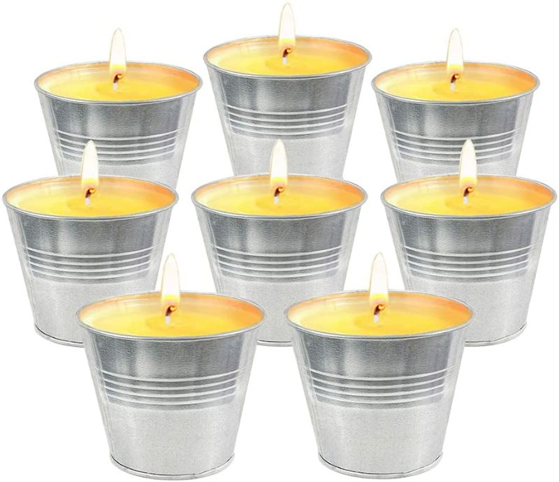 Photo 1 of  Citronella Candles - 8 Pack Citronella Scented Candles Set - Natural Soy Wax Lemongrass Citronella Essential Oil - Portable for Camping Outdoor Indoor Travel Garden