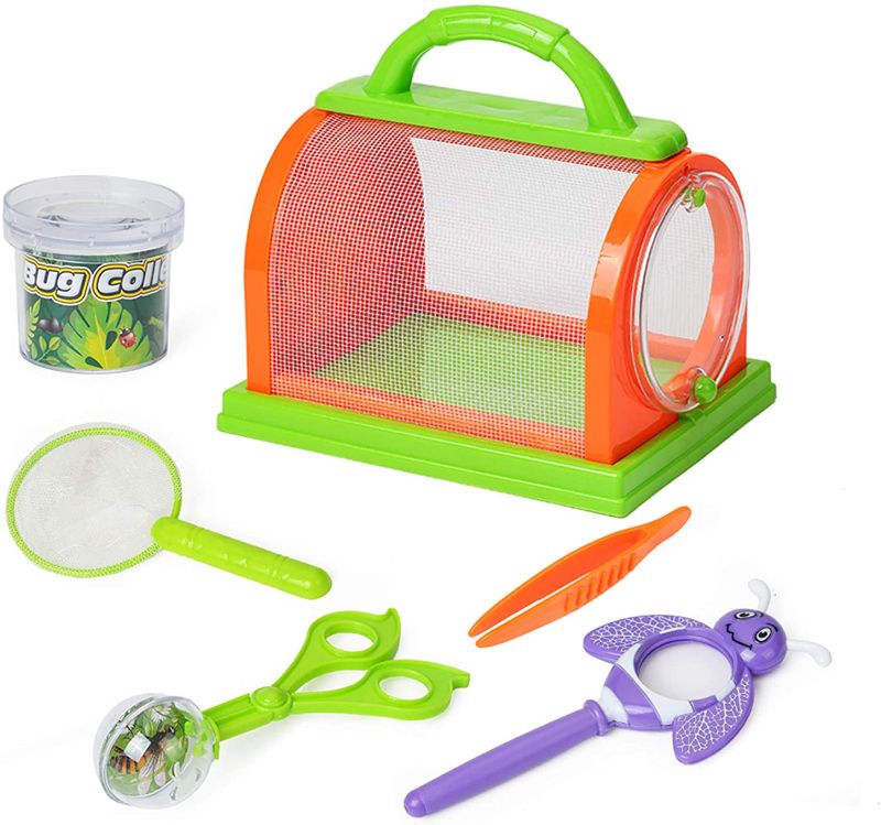 Photo 1 of Kids Bug Catcher Kit for Outdoor Explorer Bug Collection, Magnifying Glass, Butterfly Net, Critter Case, Tweezers and Bug Observation Container for Boys and Girls Toddlers Science Educational Playset