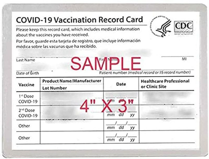 Photo 1 of 3 Vaccination Card CDC Immunization Record Holder Protectors 8-mil for Cards Up to 4" x 3", Precision Made in USA