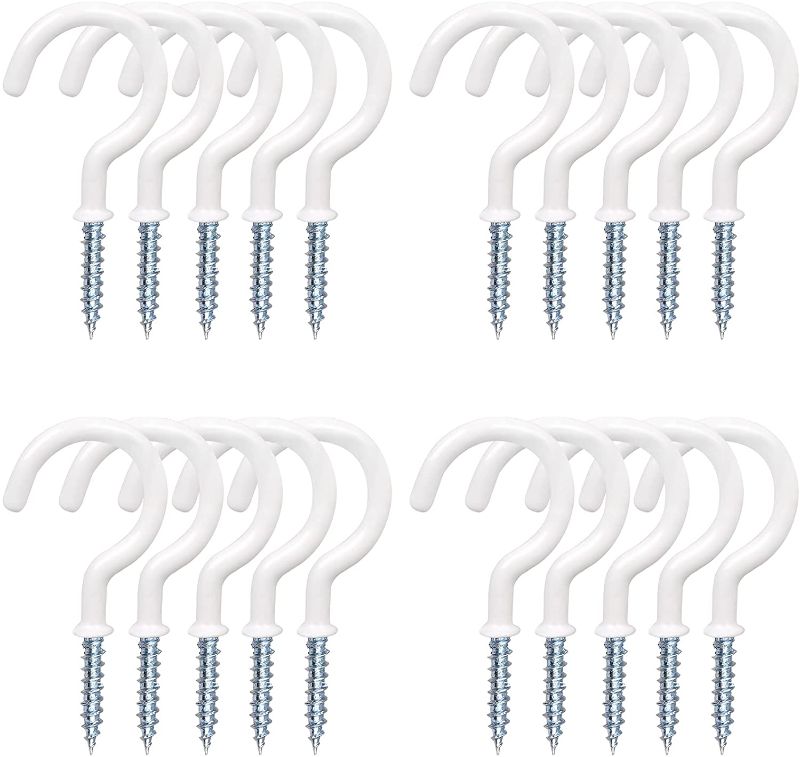 Photo 1 of 20 Pack White Ceiling Hooks, 2.9 Inches Vinyl Coated Screw-in Ceiling Hooks Hanging Hooks, Plant Hooks Kitchen Hooks Cup Hooks Ceiling Hooks for Hanging