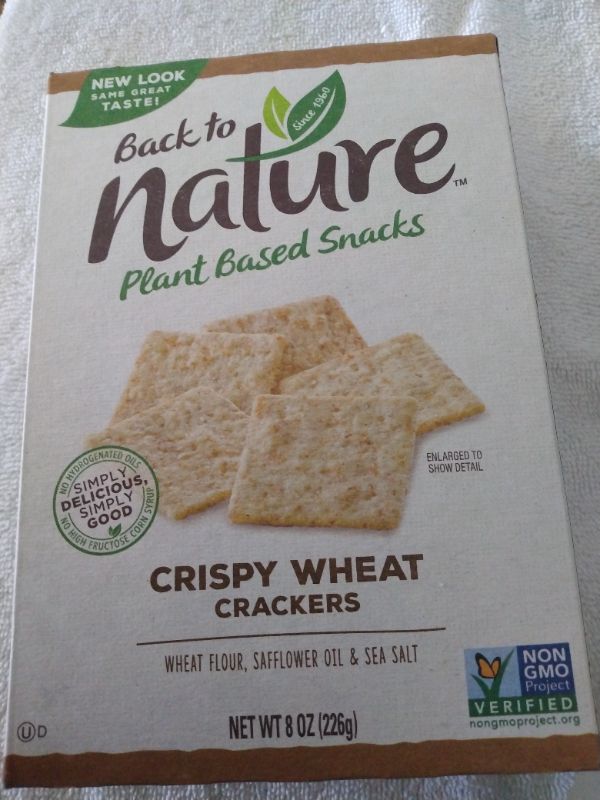 Photo 1 of  Back to Nature Crispy Wheat Crackers, 8 Oz.  best by 9-21-2021