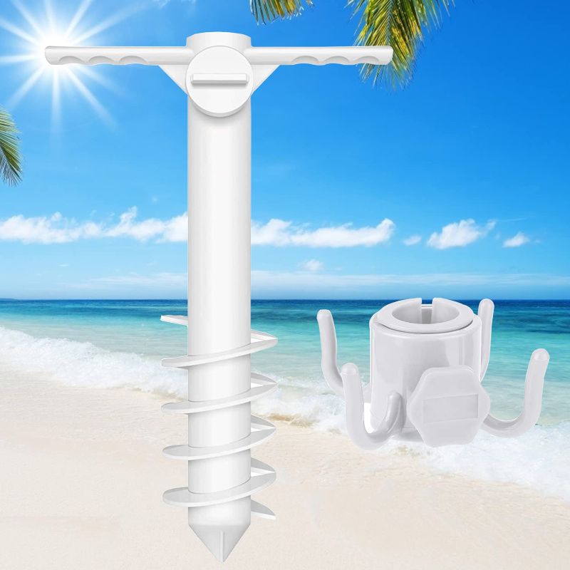 Photo 1 of  Sand Anchor, Beach Umbrella Sand Anchor & Hanging Hook One Size Fits All Safe Stand Holder for Strong Wind with 3-Tier Screw, 5-Tier