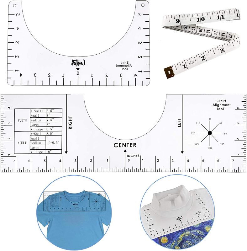 Photo 1 of 2 Pack T-Shirt Alignment Tool-Tshirt Ruler Guide Tool Acrylic,Sublimation Designs on T-Shirt- Centering Tool | HTV Alignment (1)