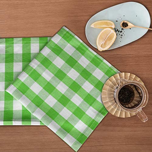 Photo 1 of 20" x 20" green and white plaid dish cloths, 10 packs