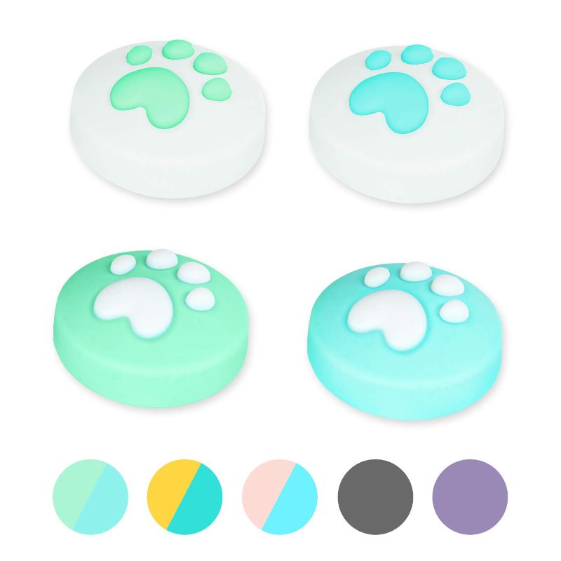 Photo 1 of nintendo switch thumb grip caps,4pcs,switch thumb grips,Cat Paw, thumb grips nintendo switch, Non-slip, nintendo switch thumb grips, Soft Silicone, nintendo switch joystick caps, (Blue + green),thumb grips