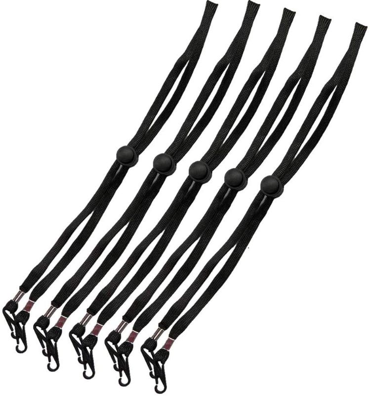 Photo 1 of Husmued 5PCS Adjustable Lanyard for Back of Head or Neck with Clips and Adjustable Stopper Convenient Safety Hanger Rest for Kids Senior Adults Comfortable Around The Neck (Black, 5PCS)