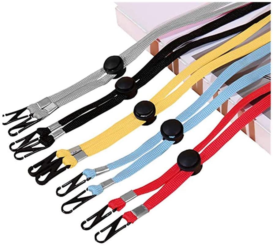 Photo 1 of Husmued 5PCS Adjustable Lanyard for Back of Head or Neck with Clips and Adjustable Stopper Convenient Safety Hanger Rest for Kids Senior Adults Comfortable Around The Neck (Color Mixing, 5PCS) 2 Packs