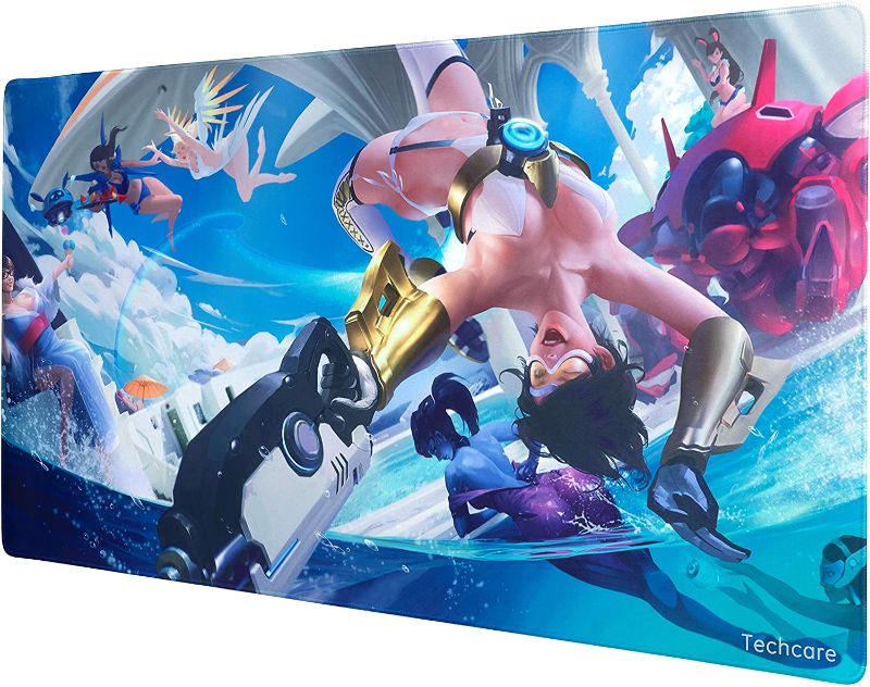 Photo 1 of Techcare Overwatch Anime Mouse Pad XXL Extended Large Gaming Mat (90x40) with Stitched Edges Anti – Slip Rubber Base Keyboard/Mouse for Offices/Home/Work/Gaming for Pc/Computer/Laptop