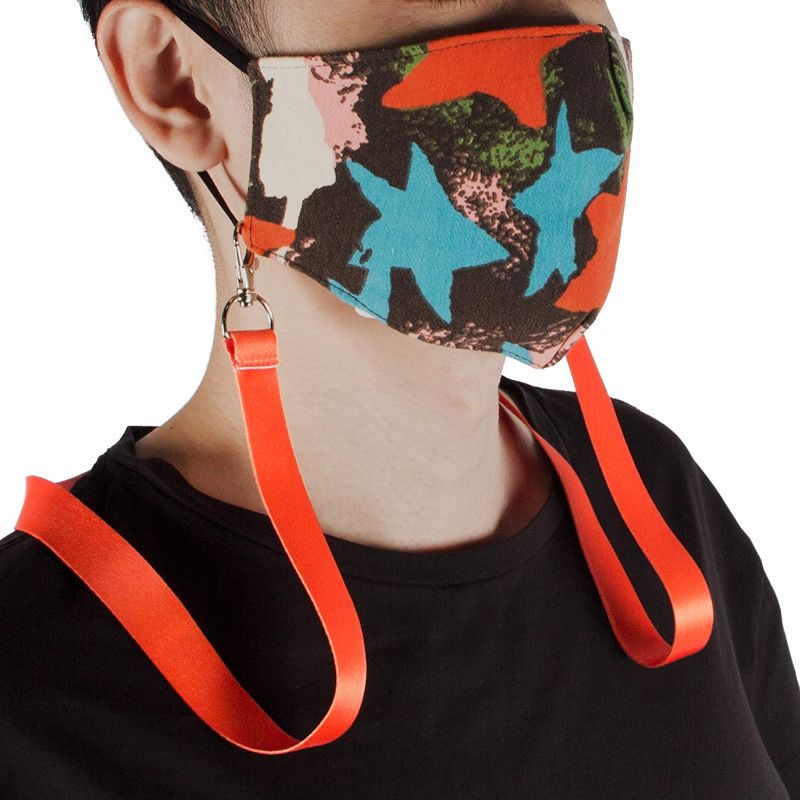 Photo 1 of Hanna Roberts Dual Layer Reusable and Adjustable Adult Fabric Face Mask with Lanyard Necklace Holder with Secured Hook, Designed for Kids and Adults (Stars)