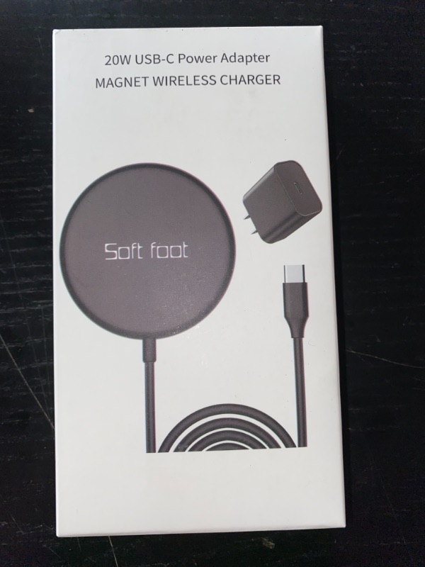 Photo 1 of soft foot 20w usb-c power adapter magnetic wireless charger, black