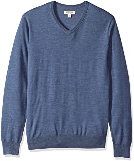 Photo 1 of Amazon Brand - Goodthreads Men's Lightweight Merino Wool V-Neck Sweater, Denim Color, XXL Tall