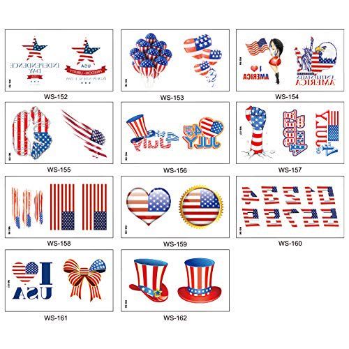 Photo 1 of 4th of July Decorations Temporary Tattoos 32 styles - Labor Day