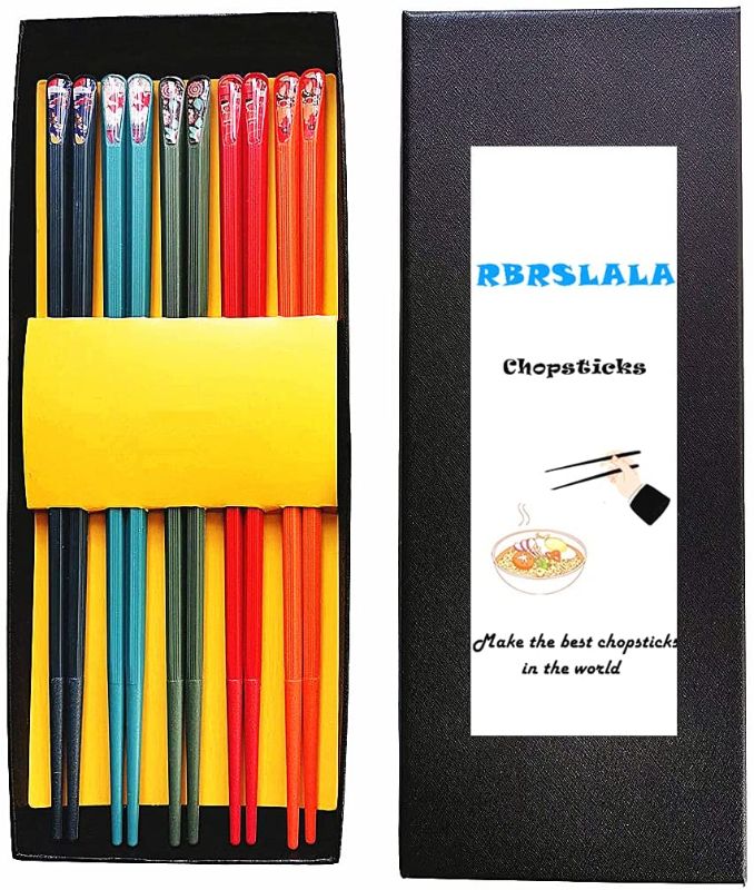 Photo 1 of 5 pairs of fiberglass chopsticks, dishwasher safe alloy chopsticks (5 colors, 9.5 inches each?