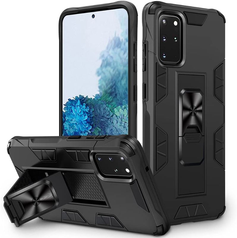 Photo 1 of Compatible for Galaxy S20 Plus Stand Case, Built-in Hidden Kickstand Grip Military Grade Shockproof Protective Cover Case with Magnetic Holder for Samsung Galaxy S20 Plus 6.7 inch - Black