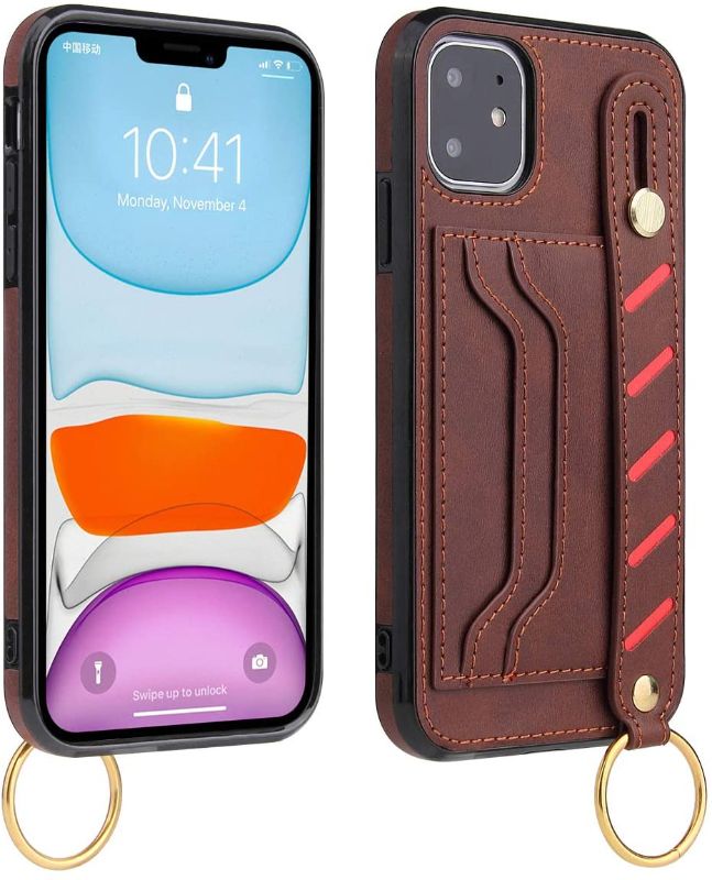 Photo 1 of Cadoca Compatible with iPhone 12 Pro Max Wallet Case- Durable Shockproof Back Cover, Leather Credit Card Slot Holder with Kickstand (6.7 inch) (Brown)