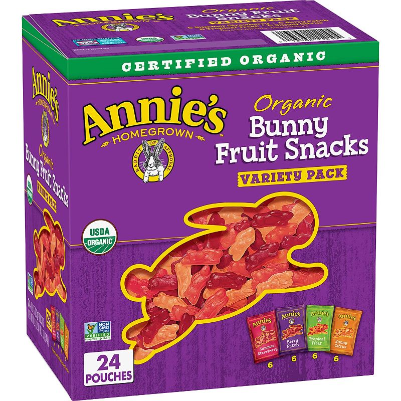 Photo 1 of Annie's Organic Bunny Fruit Snacks, Variety Pack, Gluten Free, Vegan, 24 ct