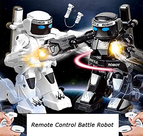 Photo 1 of dulcii RC Battle Boxing Robot/Toys, Remote Control 2.4G Humanoid Fighting Robot, Two Control Joysticks Real Boxing Fight Experience (Black & White)