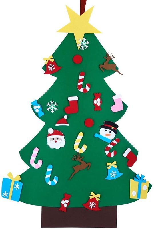 Photo 1 of 3 feet DIY Felt Christmas Tree Set, Including 28 DIY Children’s Christmas Ornaments