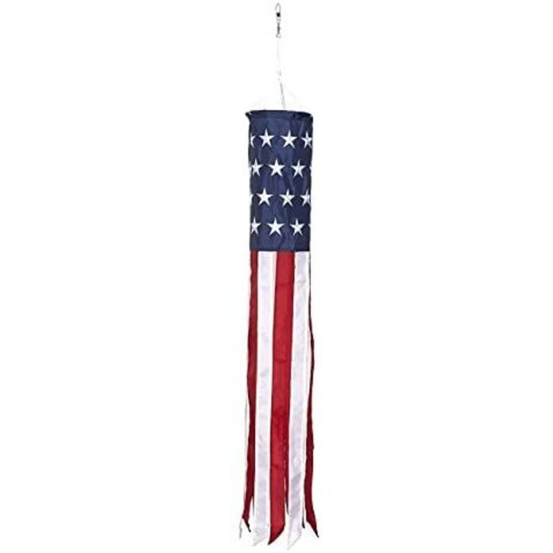 Photo 1 of American Flag Windsock, USA Outdoor Wind Sock for Patriotic Party Supplies and 4th of July Hanging Decoration