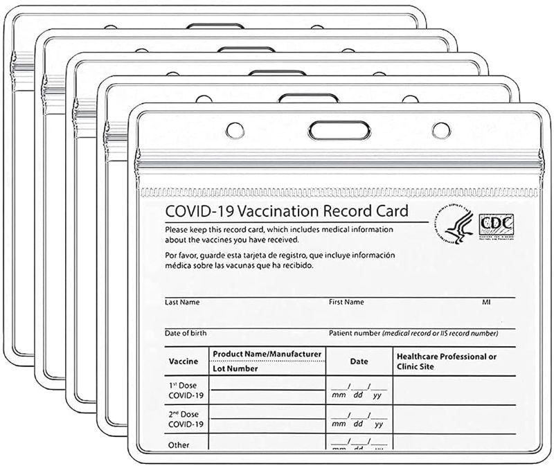 Photo 1 of 5 Pack - Vaccine Card Protector 4x3 Card Holder Vaccine Card Case Immunization Card Holders CDC Vaccination Card Protector with Waterproof Type Resealable Zip for Business Trip Work, Travel (3 Packs)