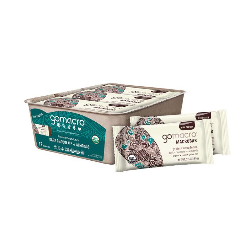 Photo 1 of GoMacro MacroBar Organic Vegan Protein Bars - Dark Chocolate + Almonds (2.3 Ounce Bars, 12 Count)