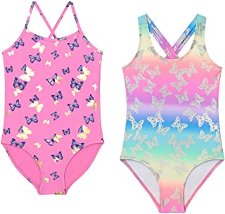 Photo 1 of BTween Kids Girls 2 Pack Bathing Suit, Childrens Printed Beach Swimwear