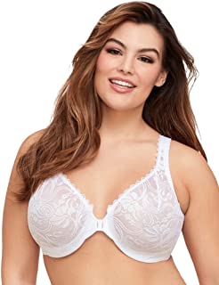 Photo 1 of Glamorise Full Figure Wonderwire Front Close Stretch Lace Bra #9245, White, 44D