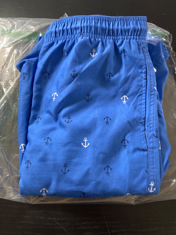 Photo 1 of amazon essentials lounge pants, blue with anchors, 6xl