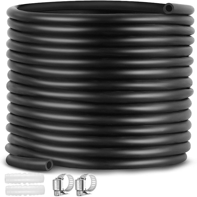 Photo 1 of 100 feet ? inch Self Sinking Aeration Hose With Two Stainless Steel Hose Clamps and Two Menders for Easy Installation - Contractor Grade Weighted Air Line Tubing For Pond Water Lake Plumbing