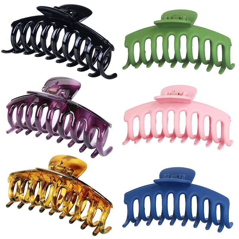 Photo 1 of Sincika 6 PCS Big Claw Clips for Women and Girls, 4.3 Inch Large Hair Claw Clip for Thick Hair, Strong Hold 