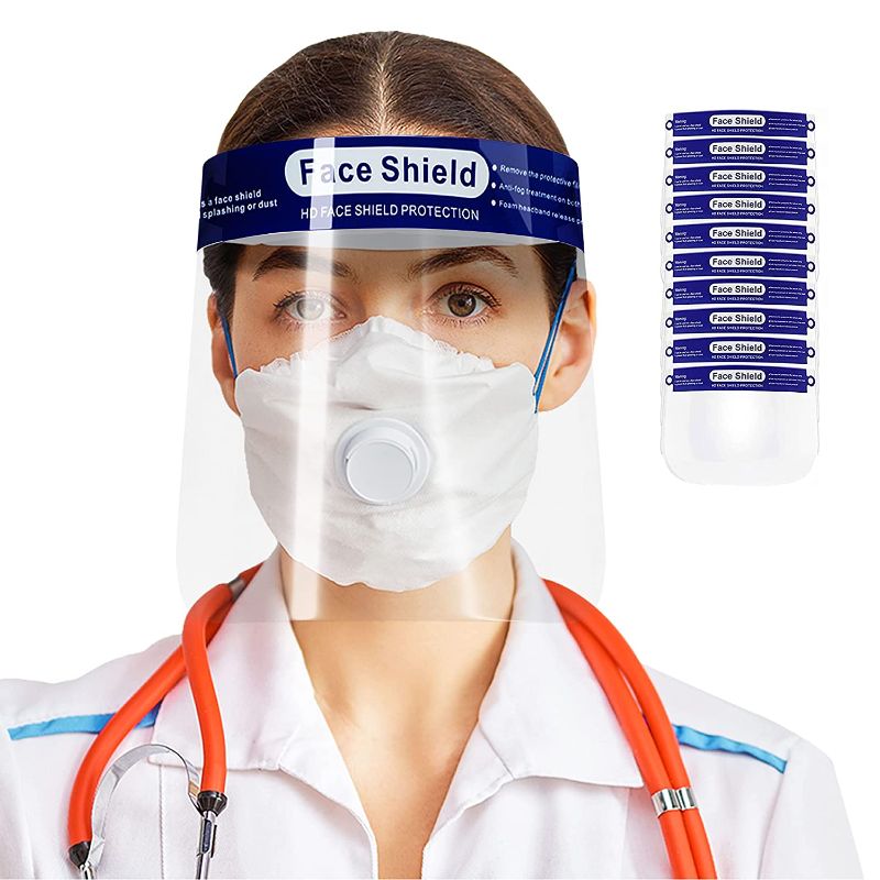 Photo 1 of Protective Safety Face Shield - 10 Pack Reusable Anti-Fog Visors for Women and Men