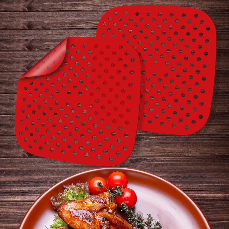 Photo 1 of 2PCS Air Fryer Accessories Reusable 7.5 Inch Liners Non-Stick Silicone Cooking Mats for Cosori NuWave Chefman Dash | BPA Free