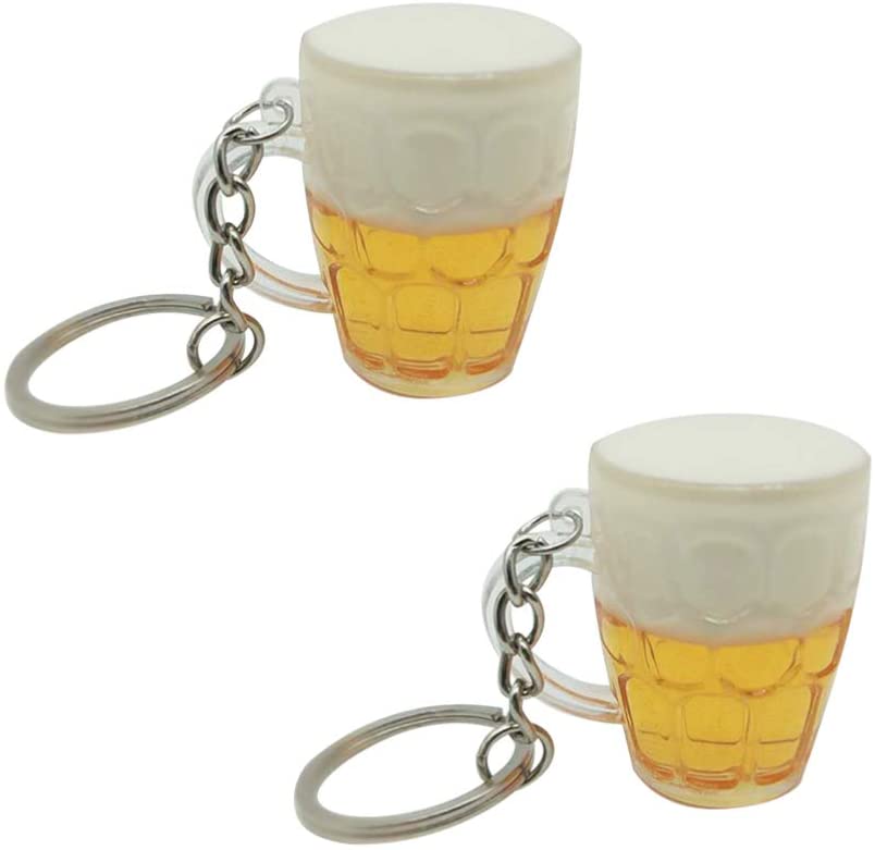 Photo 1 of Beer Mug Keychain Beer Cup Keyring Key Holder Purse Handbag Hanging Pendant for Christmas Birthday Gift 2pcs