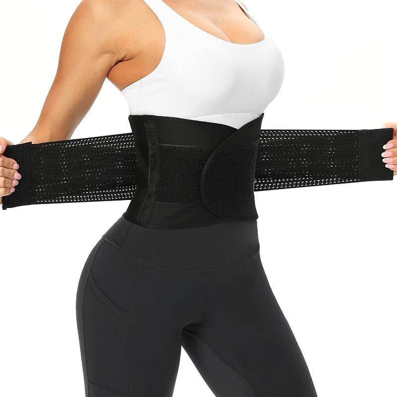 Photo 1 of Waist Trainer For Women & Men-Sauna Sweat Waist Trainer Corset-Waist Trimmer Weight Loss, Slimming Body Shaper Belt, Black, Medium