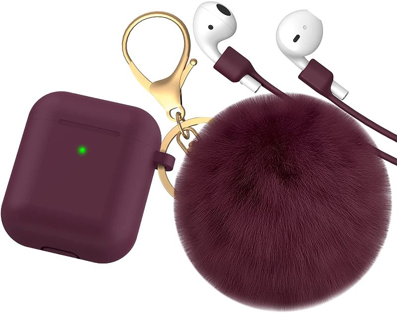 Photo 1 of Airpod Case -  For 2019 Upgrade for Cute Airpods Case Cover with Pom Pom Keychain Compatible with Apple Airpods 2 &1 (Front LED Visible)