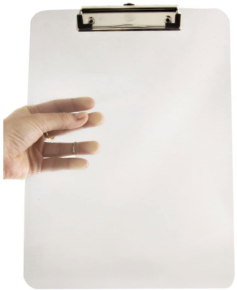 Photo 1 of  Plastic Clipboards with Low Profile Metal Clip - Letter Size (9 x 12.5) - Clear - Clip Board 