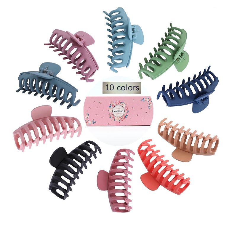 Photo 1 of 10 Colors Hair Big Claw Clips 4 Inch Matte Nonslip Large Hair Clamps Fit Thin Hair and Thick Hair Trendy Jaw Hair Clips Strong Hold Hair Clips suitable for Women Fashion Hair Styling Accessories.