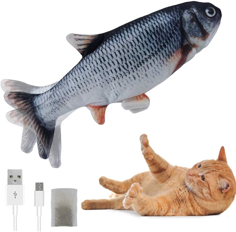 Photo 1 of  Floppy Fish Cat Toy with Catnip, Moving Cat Kicker Fish Toy. Realistic Flopping Fish, Interactive Cat Toy