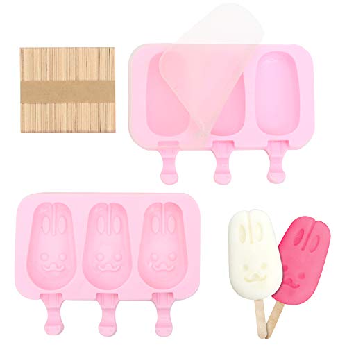 Photo 1 of  2 Pack Popsicle Molds, Silicone Cake Pop Mold Homemade Ice Chocolate Ice Cream Maker with 100 Pieces Natural Wood Craft Sticks 
