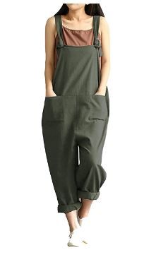 Photo 1 of Aedvoouer Women's Jumpsuits Overalls Plus Size Wide Leg Loose Cotton Linen Baggy Bib Pants SMALL
