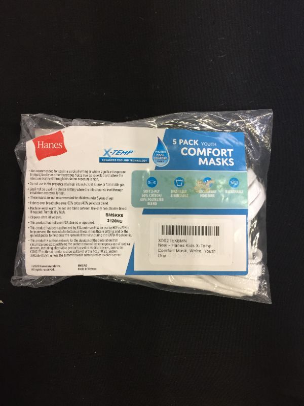 Photo 2 of Hanes Kids' Xtemp Face Mask Pack of 5
