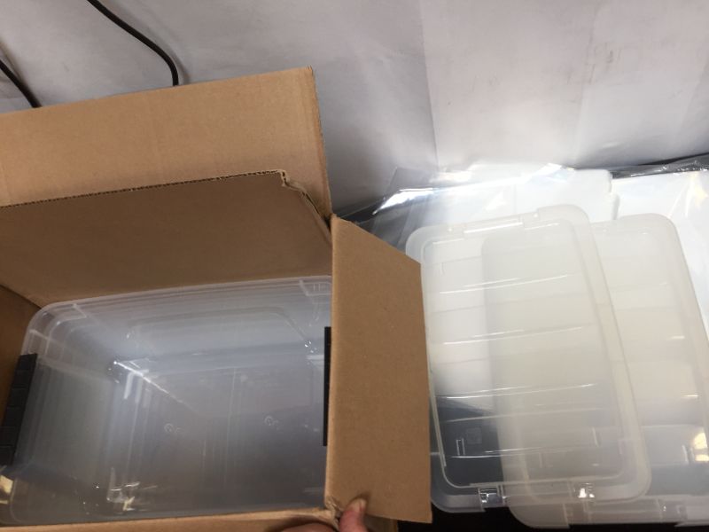 Photo 2 of  IRIS USA 12 Qt Clear Plastic Storage Box with Latches, 6 Pack
