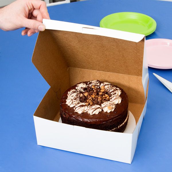 Photo 1 of 10" x 10" x 4" White Cake / Bakery Box - 10/Pack
